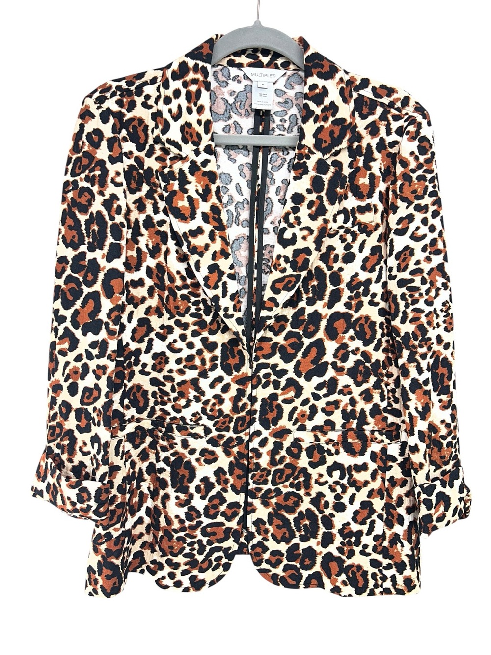 Multiples Leopard Print 3/4 Sleeve Jacket Womens Medium